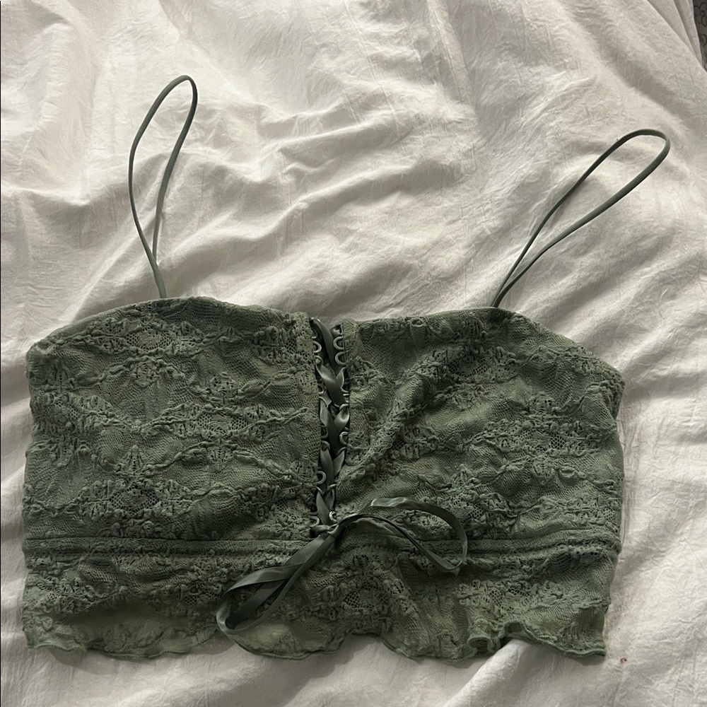 Green lace bralette top